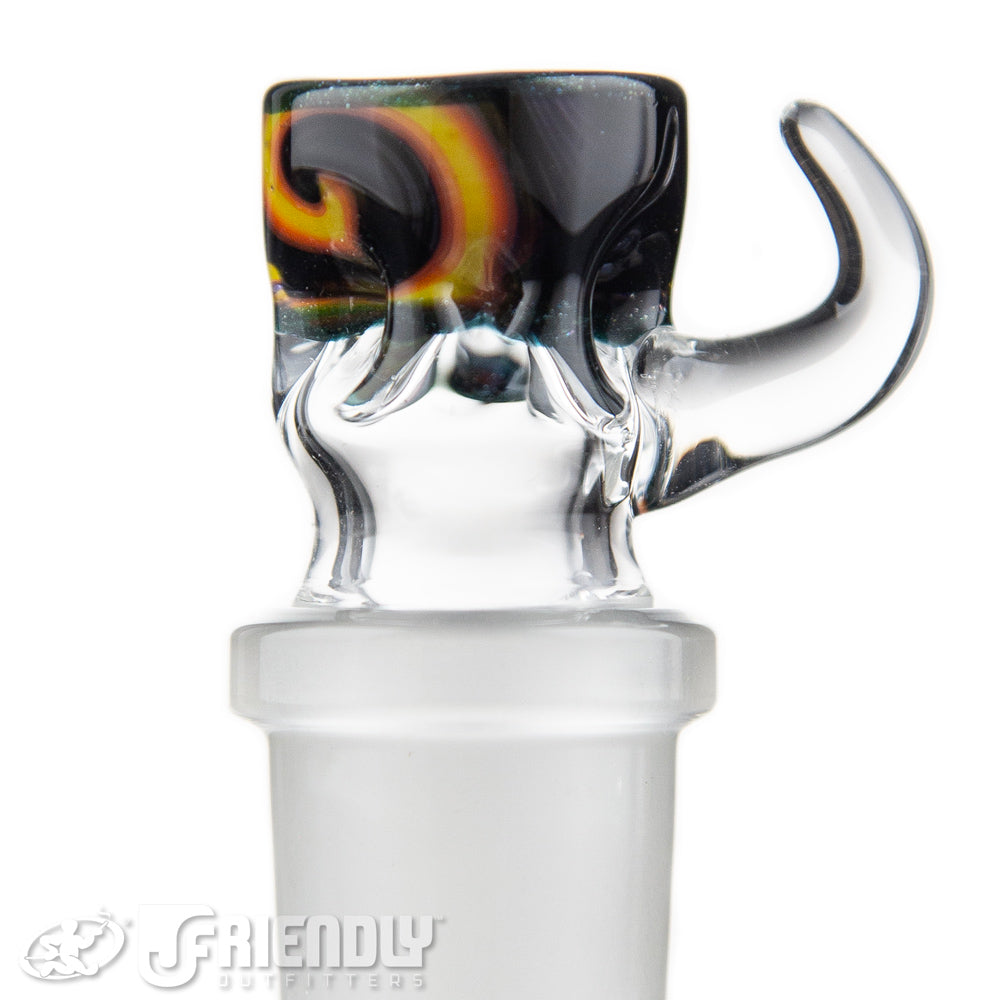 Liberty Glass 18mm Black & Orange Swirl Multi Pinch Slide