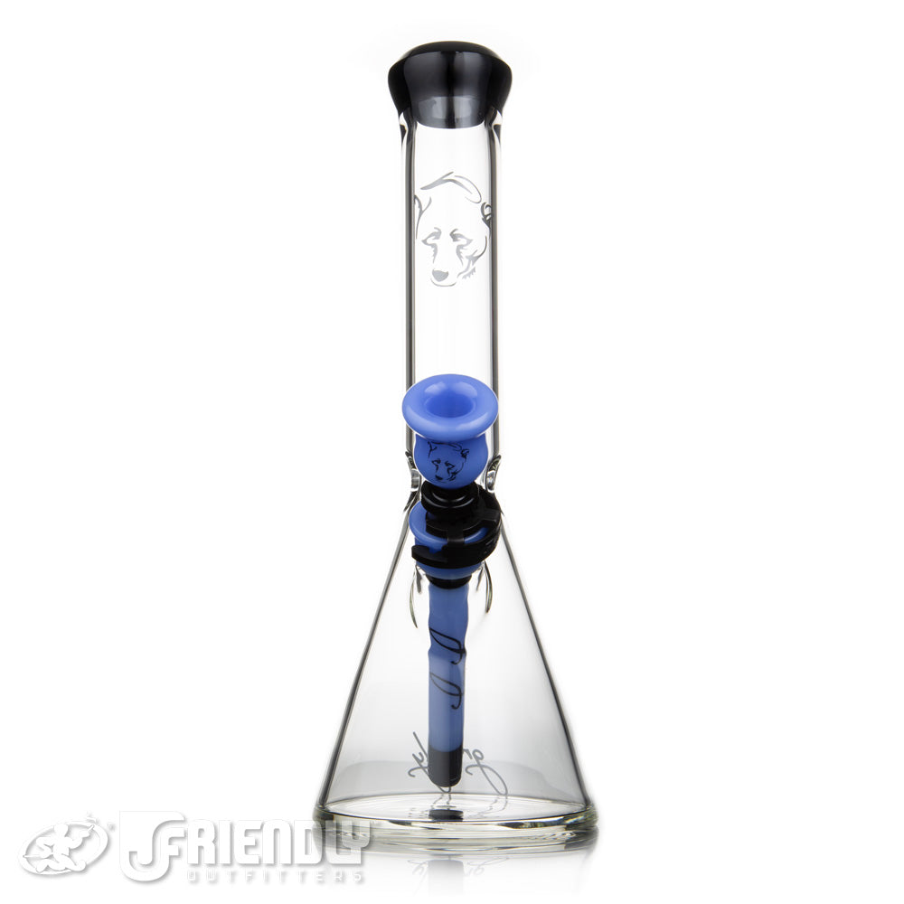 Grizzly Glass Co 5mm Mini Beaker w/Blue and Black Accents