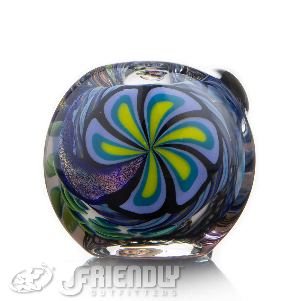 Talent Glass Fully Worked Green Front Spoon w/ Purple Accents