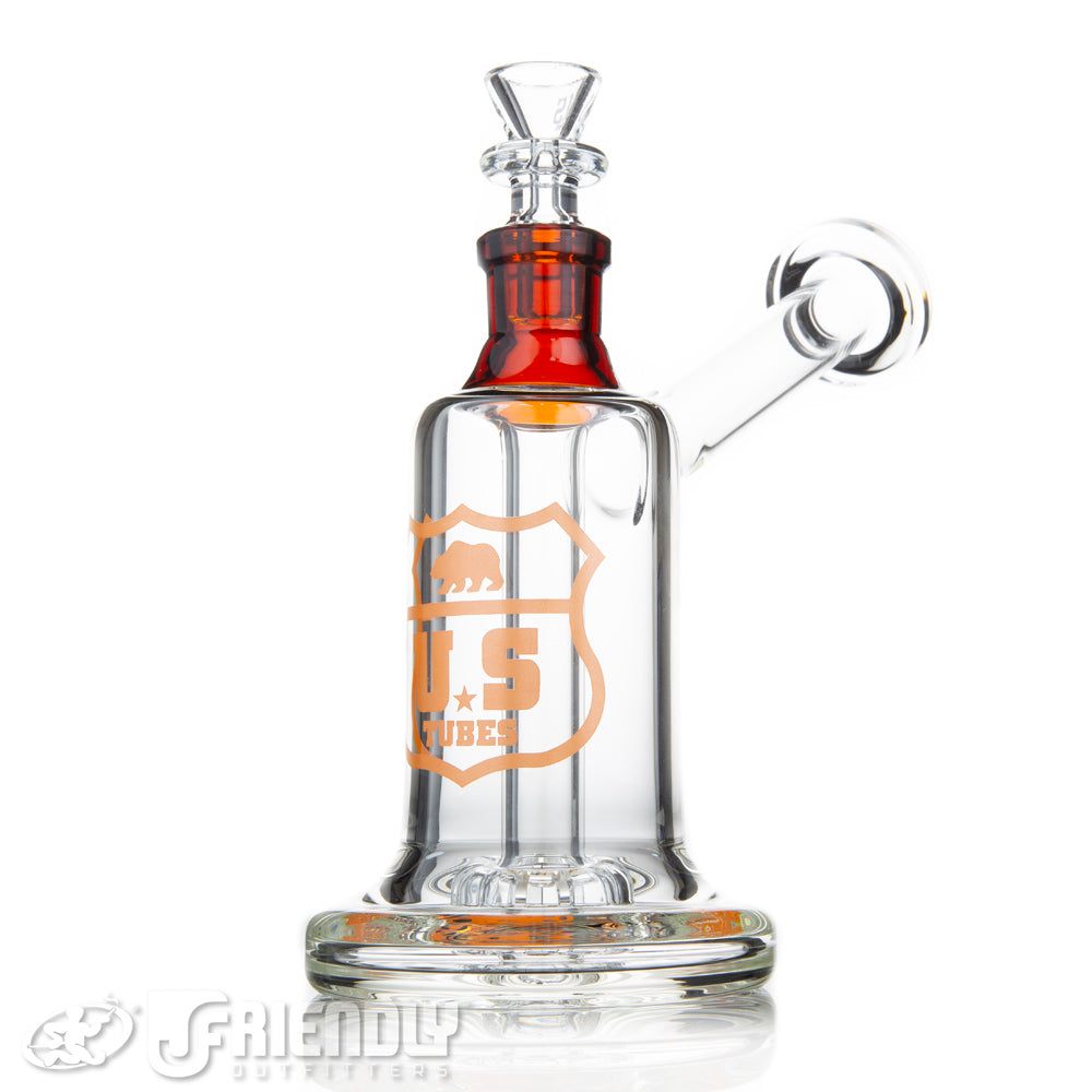 US Tubes 19mm Hybrid Bubbler w/Amber Joint & Label