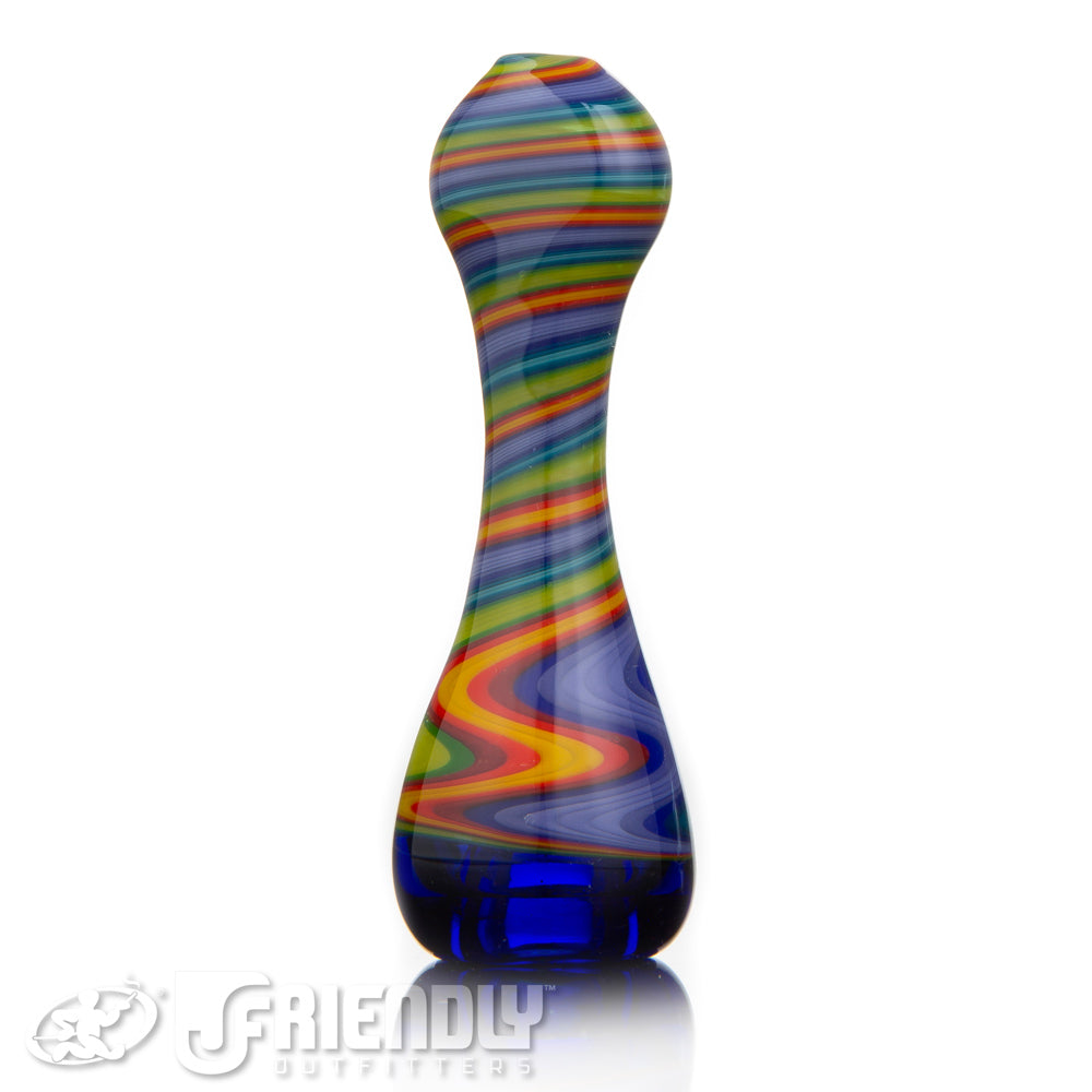 Steve Maida Glass Blue Chillum w/ Green & Orange Swirl