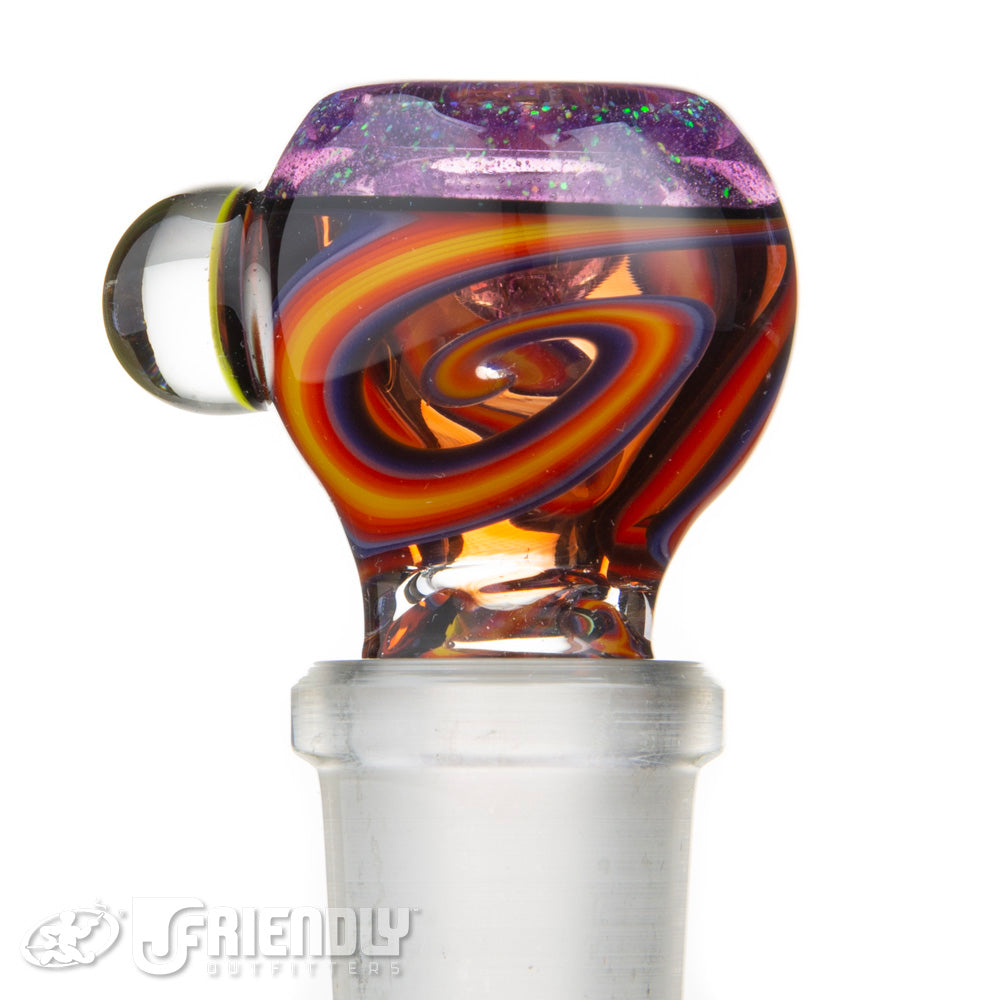Oregon J Glass 18mm Three Hole Orange Wig Wag Purple Bowl Slide #31