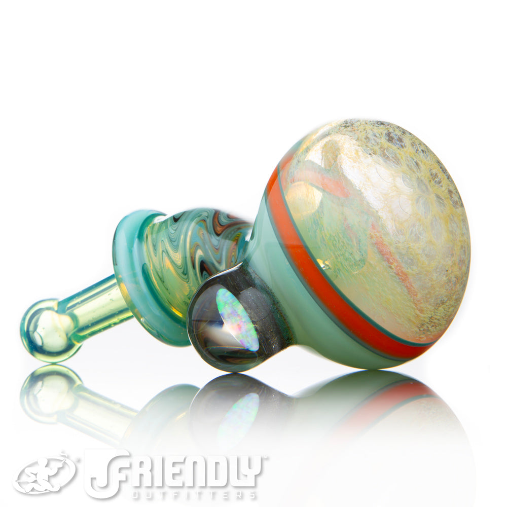 Amar Glass Aqua and Frit Three Hole Bowl Spoon