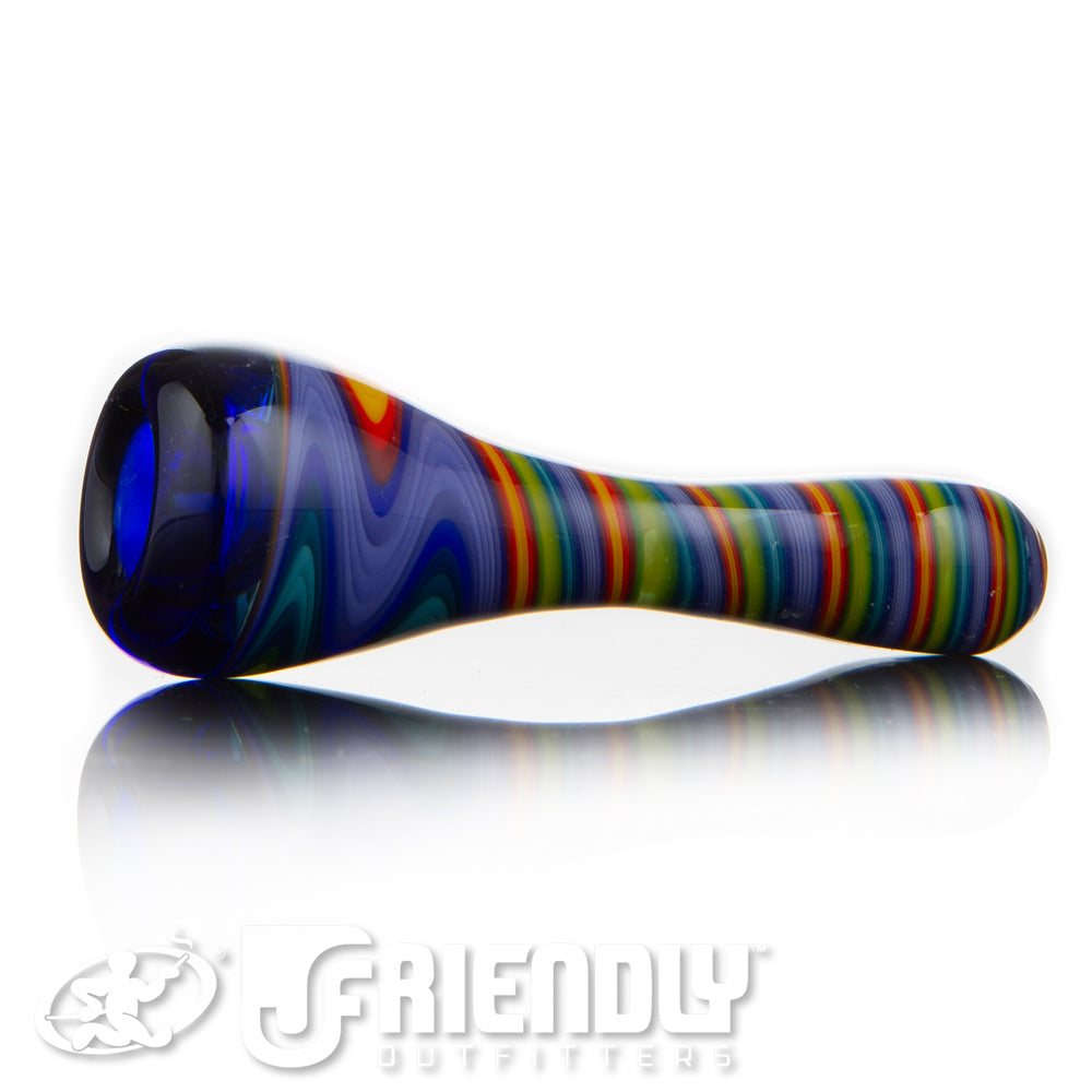 Steve Maida Glass Blue Chillum w/ Green & Orange Swirl