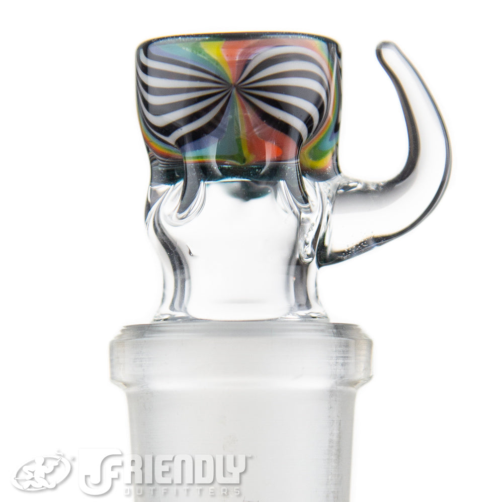 Liberty Glass 18mm Black, White & Rainbow Multi Pinch Slide