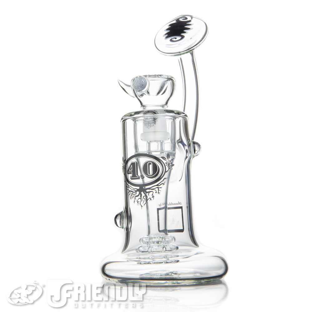 4.0 Glass Eric Ross 14mm Black & White Bubbler w/ Male Joint