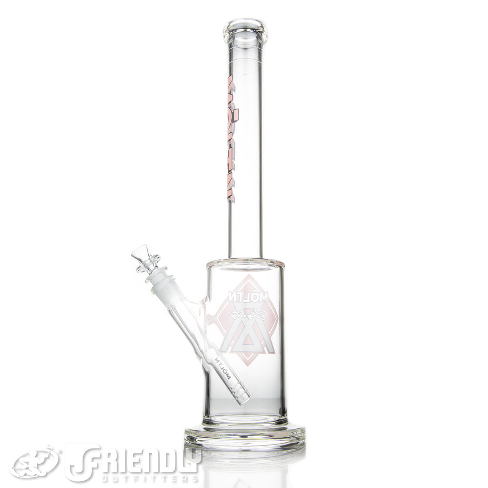 Moltn Glass 80 Removable Downstem Short Body Tube w/ Pink & White Label