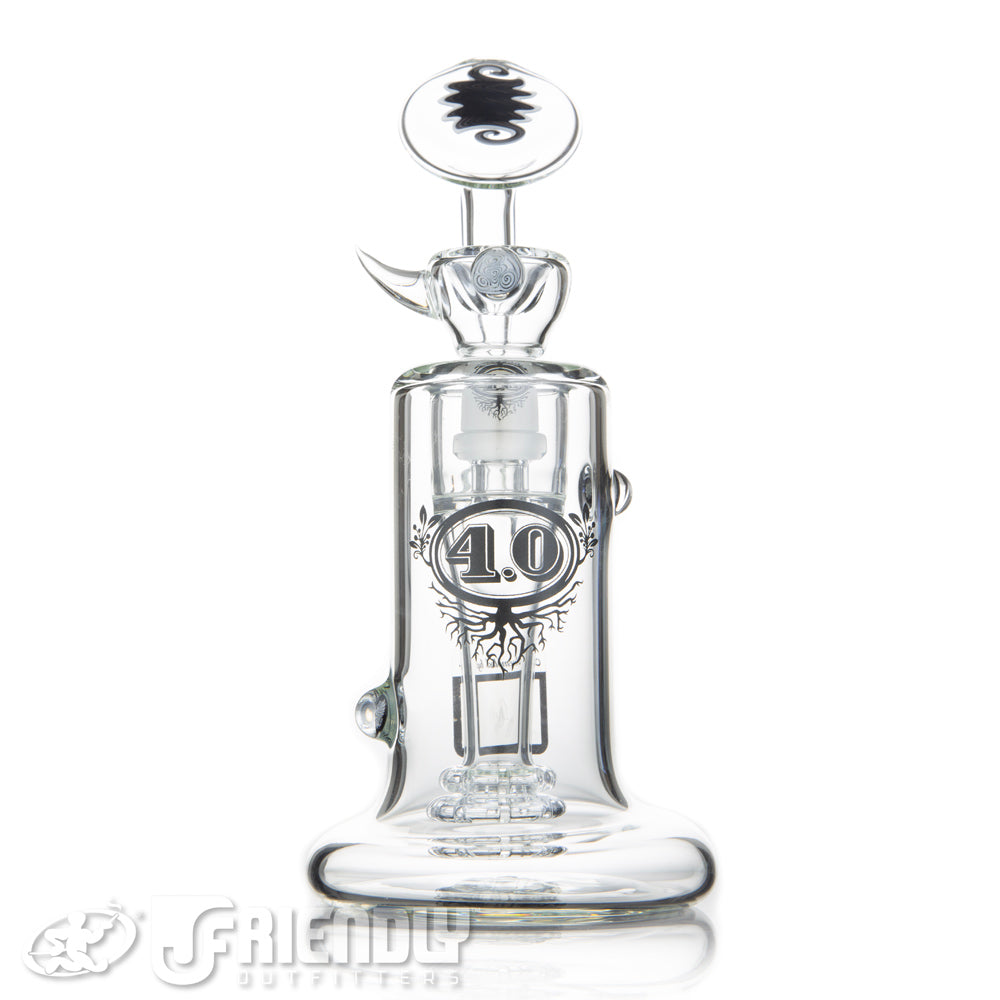 4.0 Glass Eric Ross 14mm Black & White Bubbler w/ Male Joint