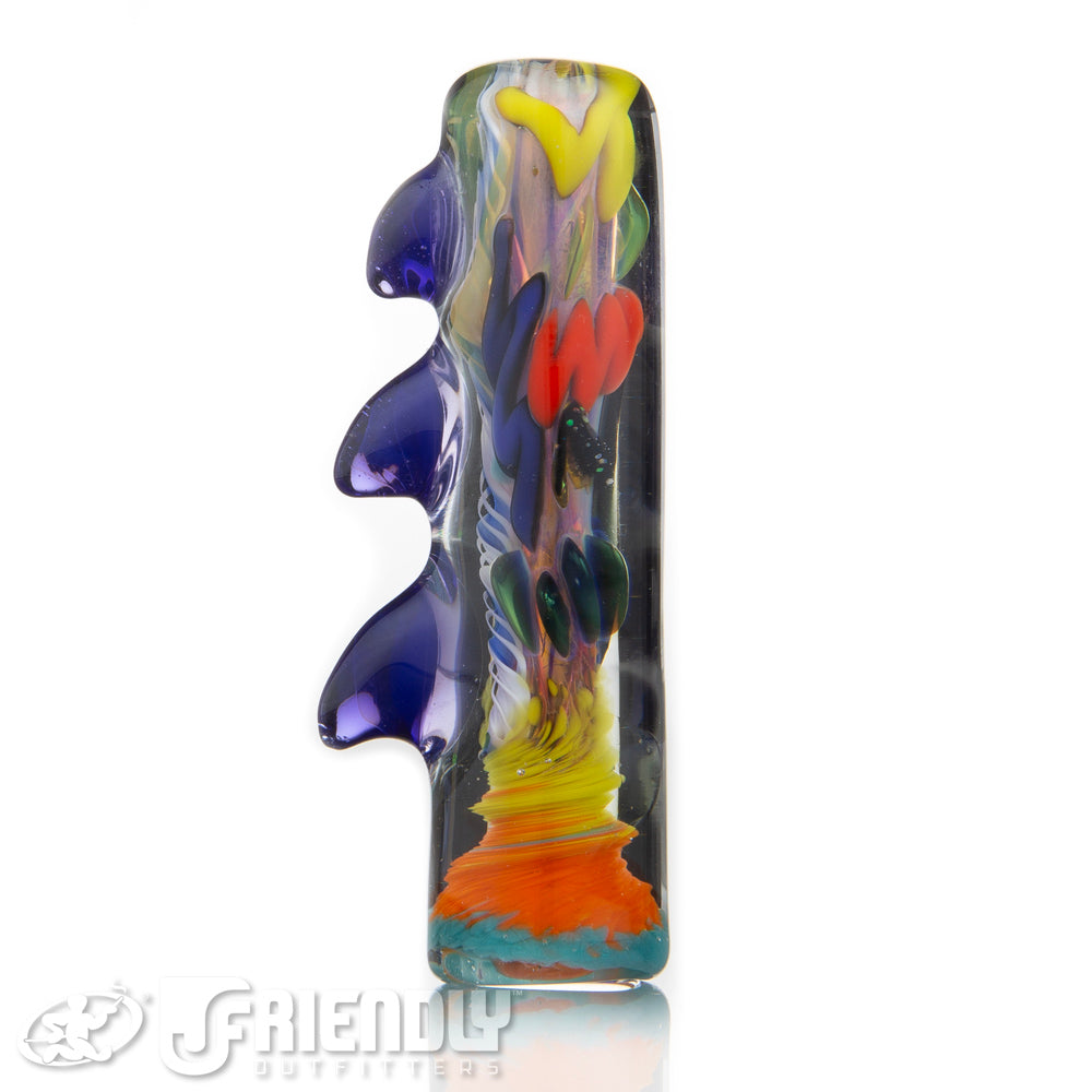 Oregon J Glass Thick Fumed Dichro and Orange and Yellow Chillum #18