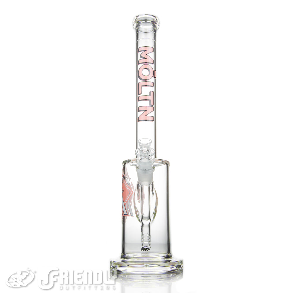 Moltn Glass 80 Removable Downstem Short Body Tube w/ Pink & White Label