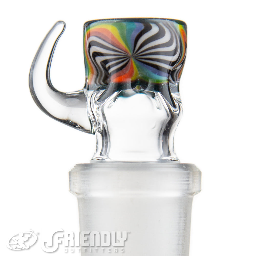 Liberty Glass 18mm Black, White & Rainbow Multi Pinch Slide