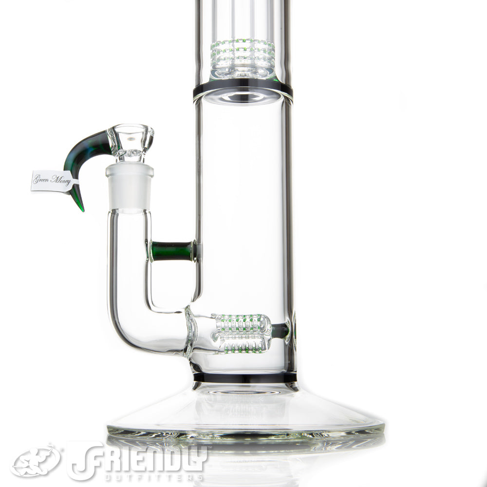 Sovereignty Glass Three Line to 60mm Grid Dome Double Bore w/Partial Green Money Accents and Seals