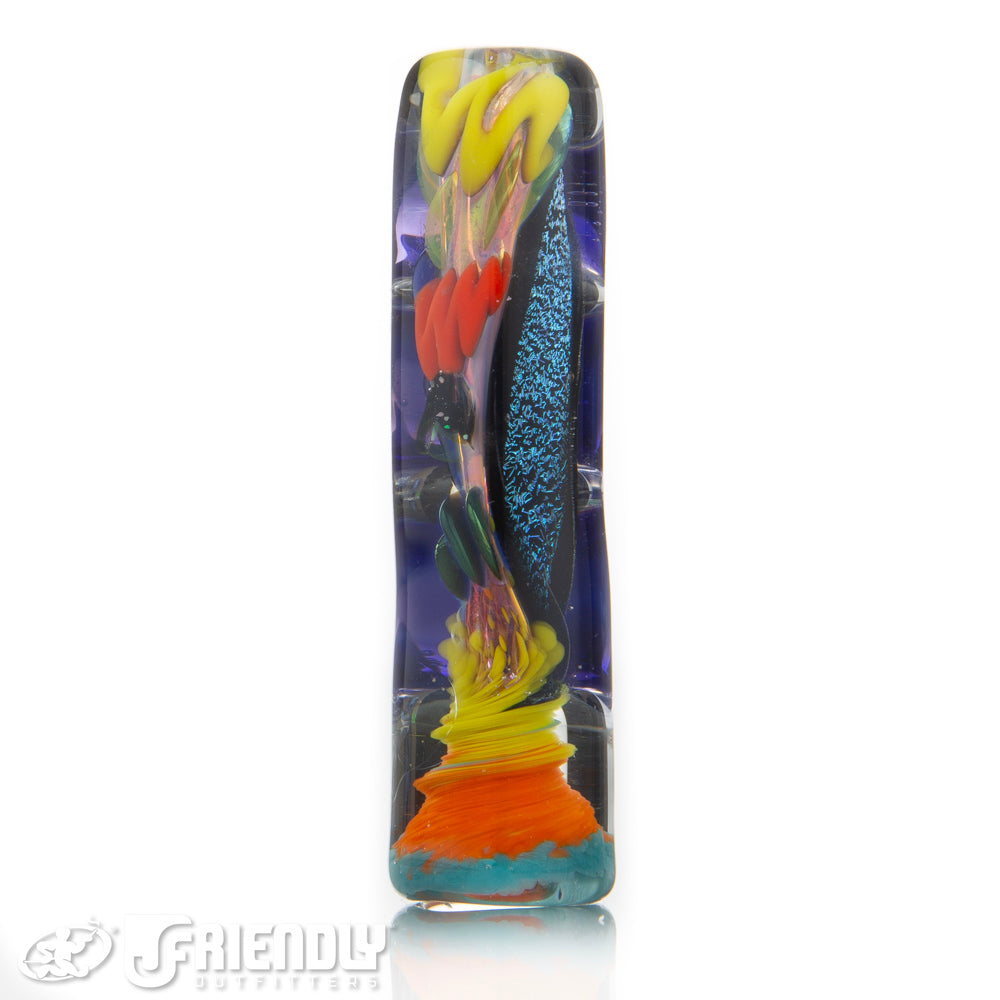 Oregon J Glass Thick Fumed Dichro and Orange and Yellow Chillum #18