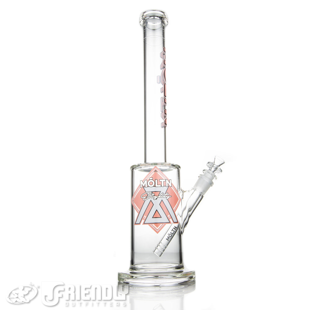 Moltn Glass 80 Removable Downstem Short Body Tube w/ Pink & White Label
