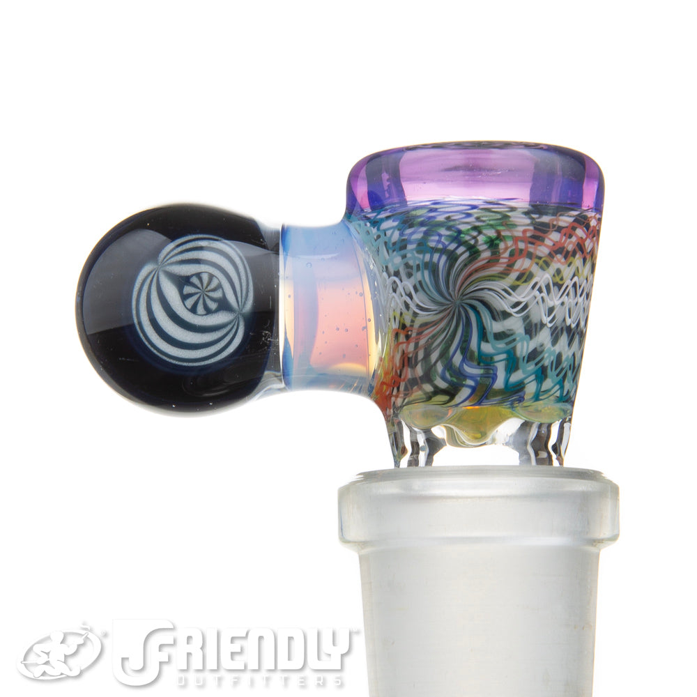 Jareds Glass 14mm 3 Hole Rainbow Hypnotech Slide #54