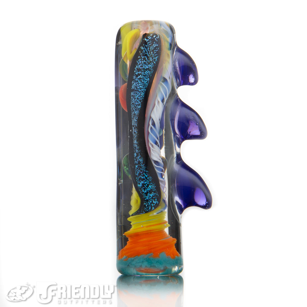 Oregon J Glass Thick Fumed Dichro and Orange and Yellow Chillum #18