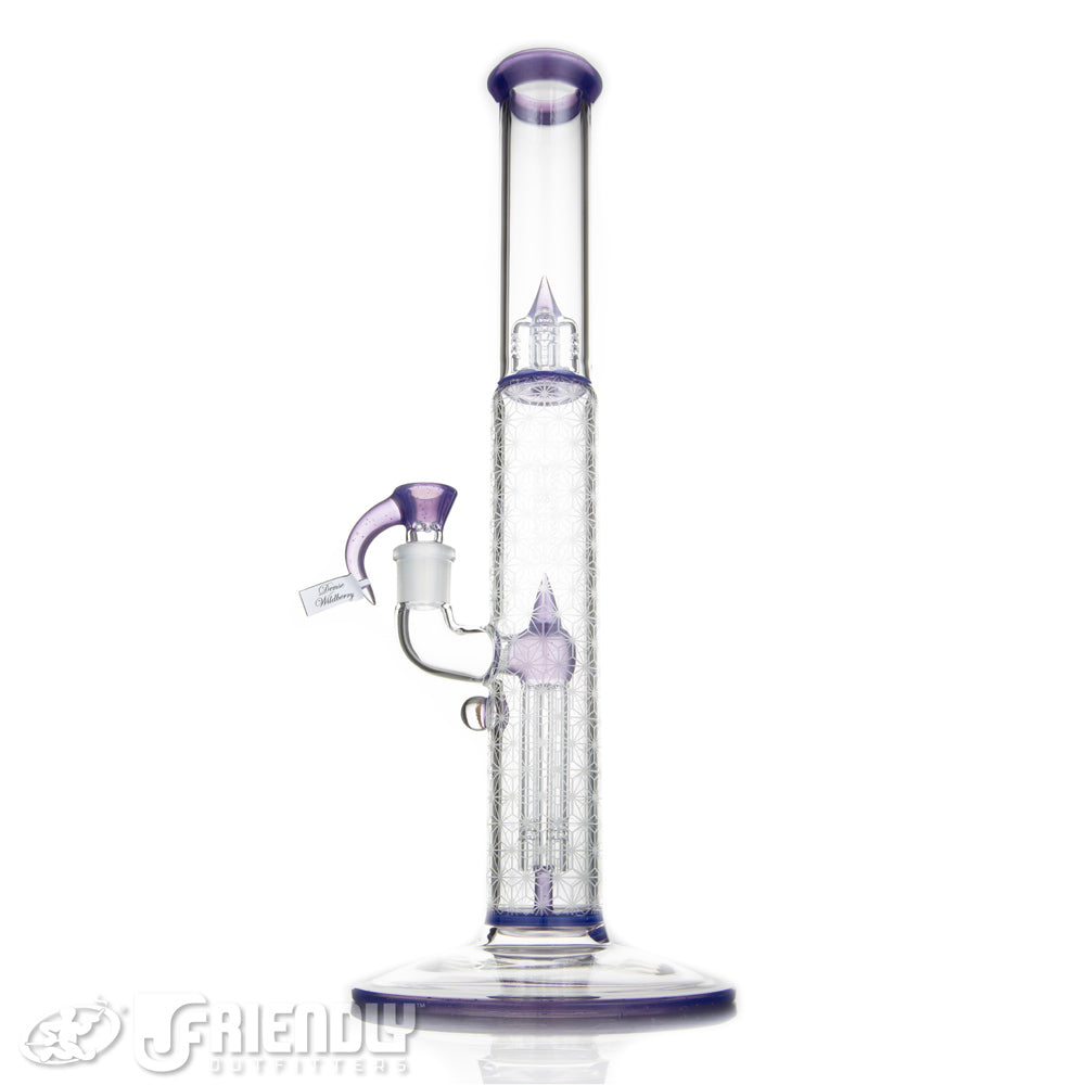 Sovereignty Glass Bishop Gridded Fixed 4 Arm w/ Full Dense Wildberry Accents, Mille & Cold Work