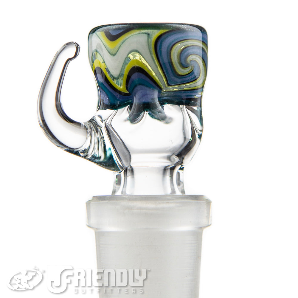 Liberty Glass 14mm White, Green & Purple Multi Pinch Slide