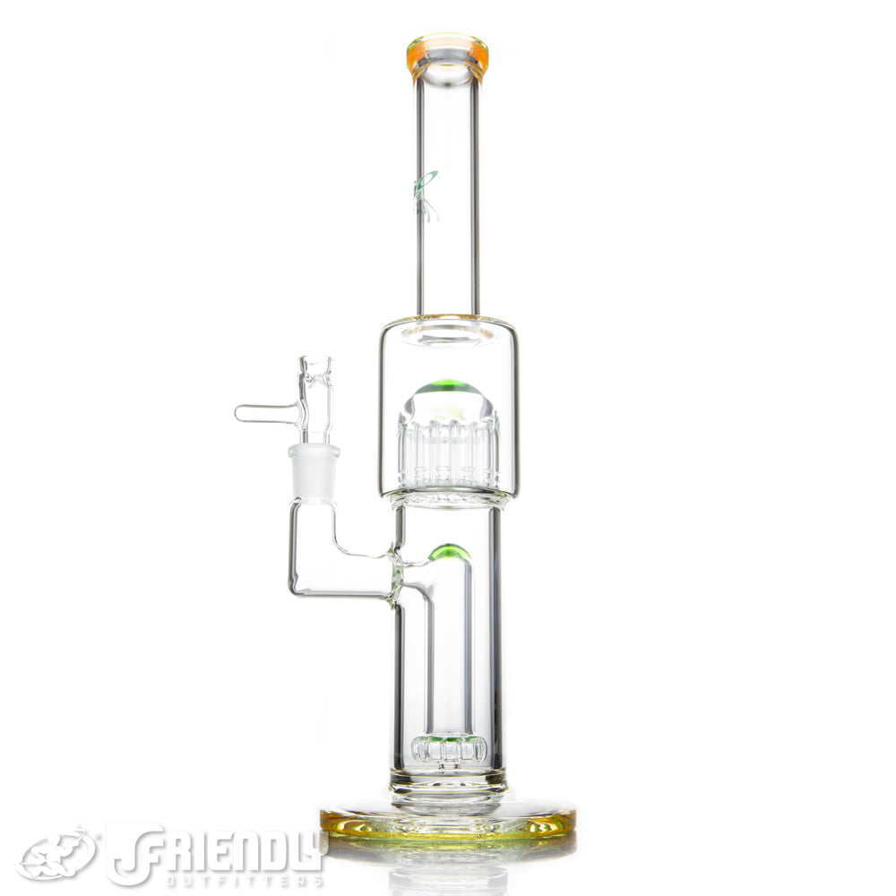 Toro Glass Mini Circ to 13 Arm w/Orange and Geen Lips and Green Caps