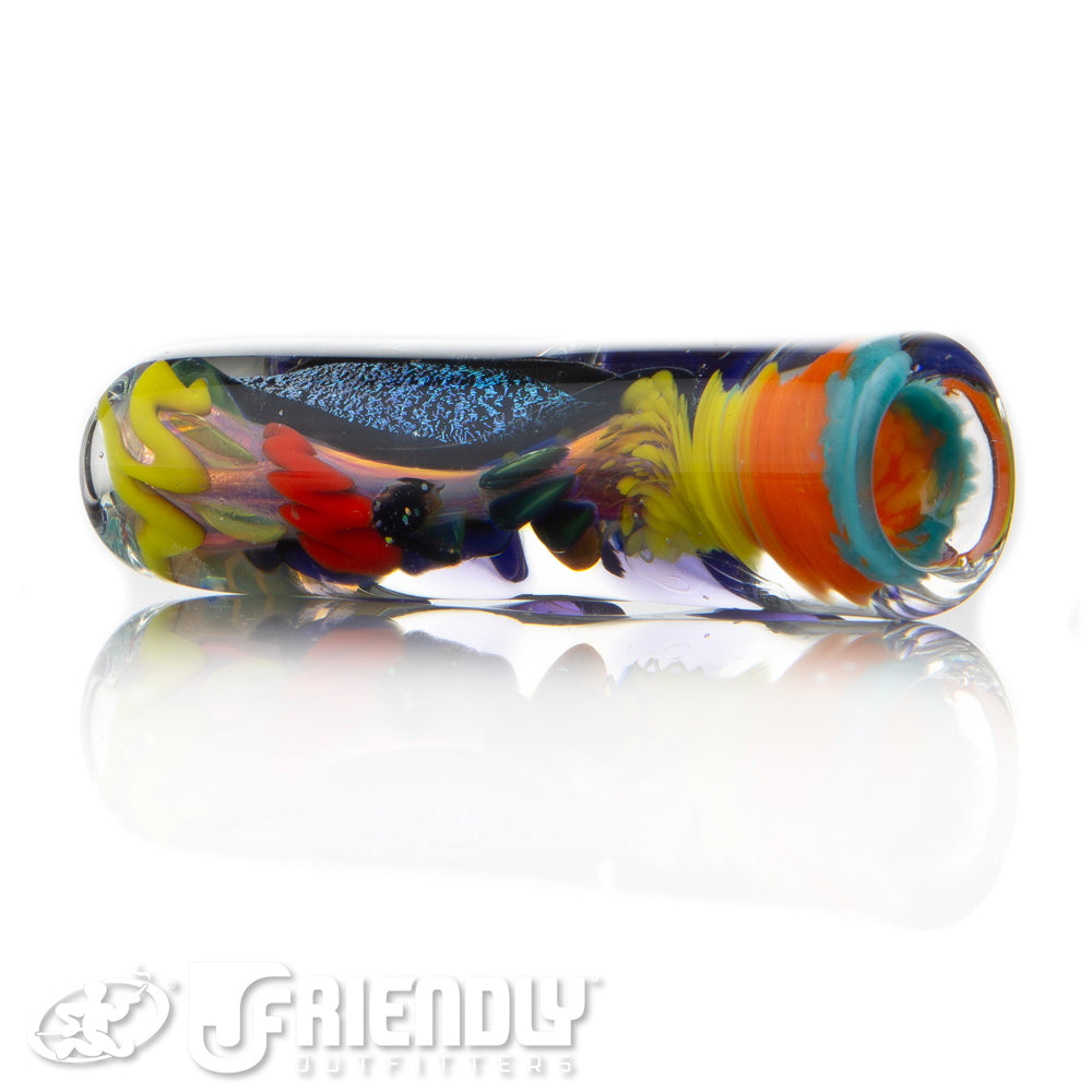 Oregon J Glass Thick Fumed Dichro and Orange and Yellow Chillum #18