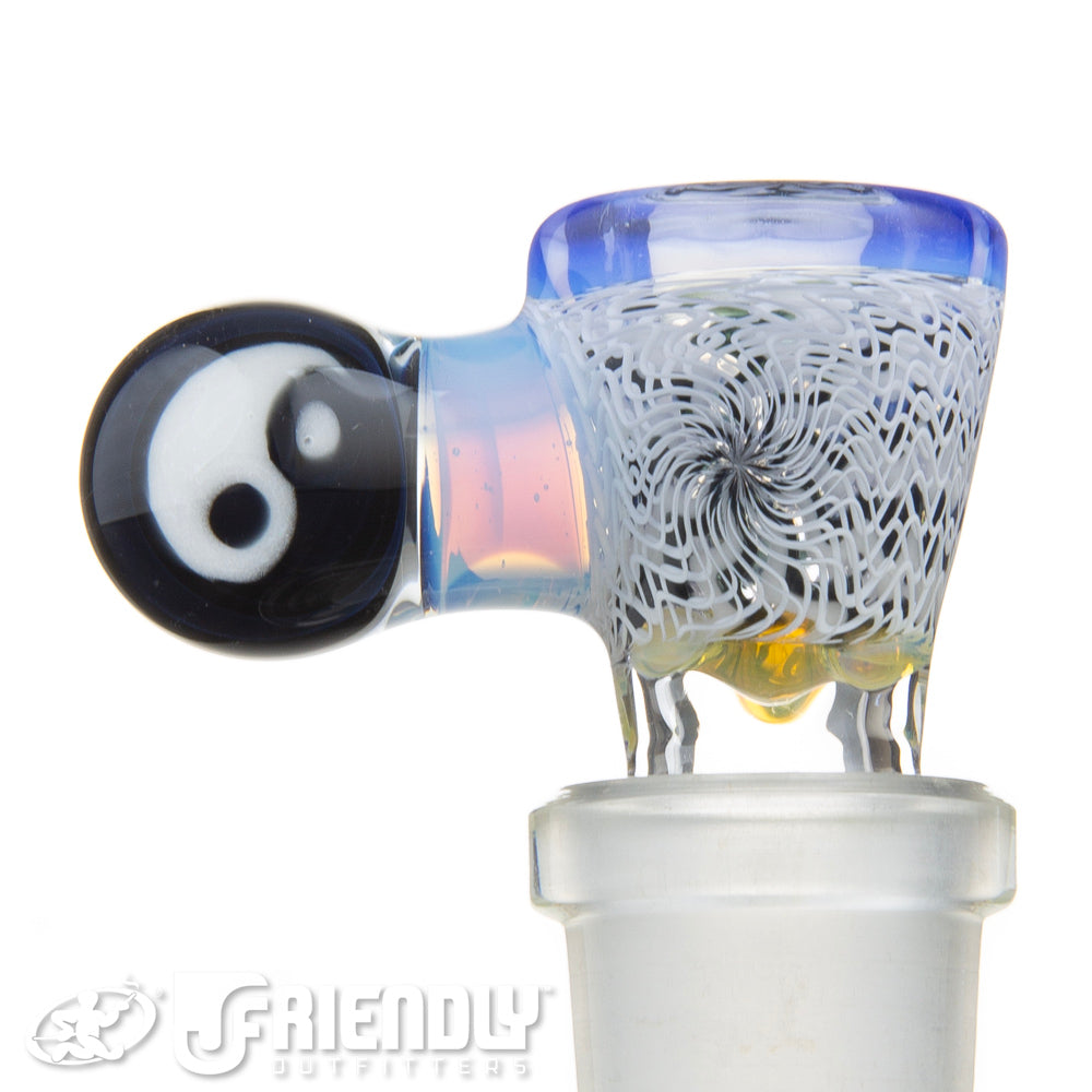 Jareds Glass 14mm 3 Hole Black and White Hypnotech Slide #55