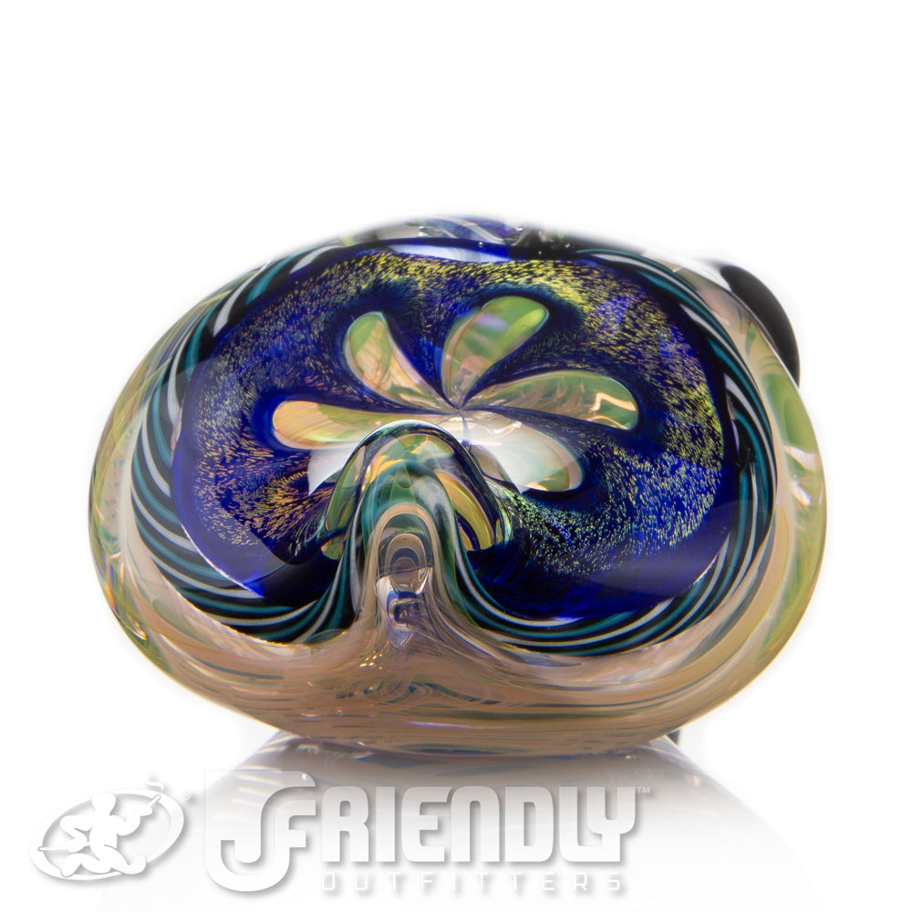 Talent Glass Tear Drop Dichro Flower Sherlock w/ Blue, Grey & White Accents