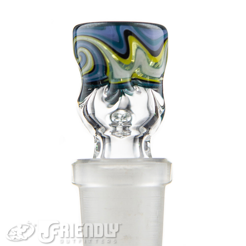 Liberty Glass 14mm White, Green & Purple Multi Pinch Slide