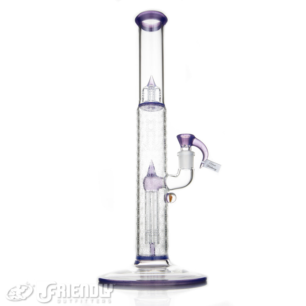 Sovereignty Glass Bishop Gridded Fixed 4 Arm w/ Full Dense Wildberry Accents, Mille & Cold Work
