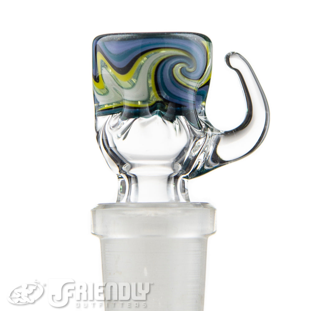 Liberty Glass 14mm White, Green & Purple Multi Pinch Slide