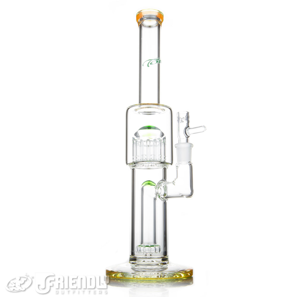 Toro Glass Mini Circ to 13 Arm w/Orange and Geen Lips and Green Caps