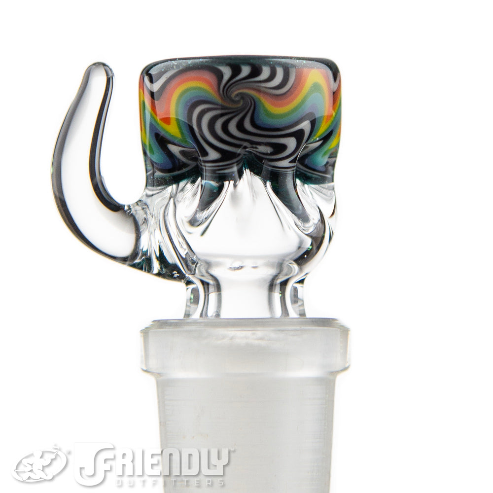 Liberty Glass 14mm Black, White & Rainbow Multi Pinch Slide