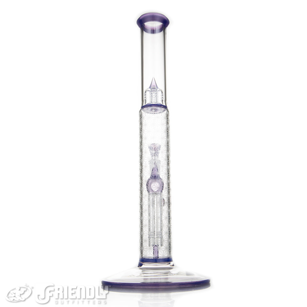 Sovereignty Glass Bishop Gridded Fixed 4 Arm w/ Full Dense Wildberry Accents, Mille & Cold Work