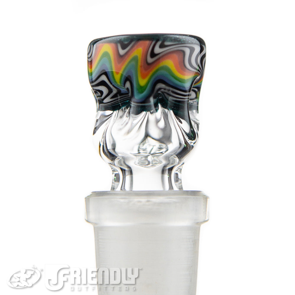 Liberty Glass 14mm Black, White & Rainbow Multi Pinch Slide
