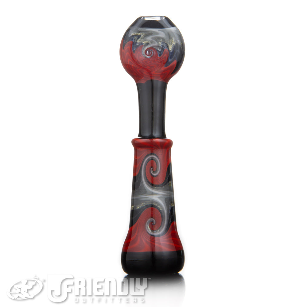 Mike Fro Glass Red & Black Flat Mouthpiece Chillum