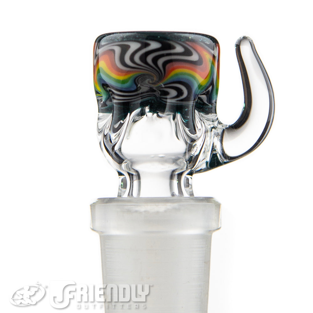 Liberty Glass 14mm Black, White & Rainbow Multi Pinch Slide