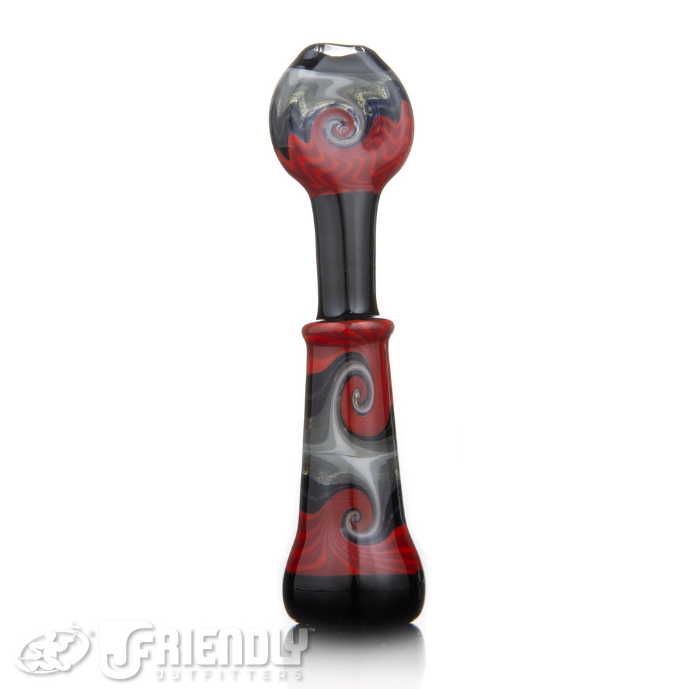 Mike Fro Glass Red & Black Flat Mouthpiece Chillum