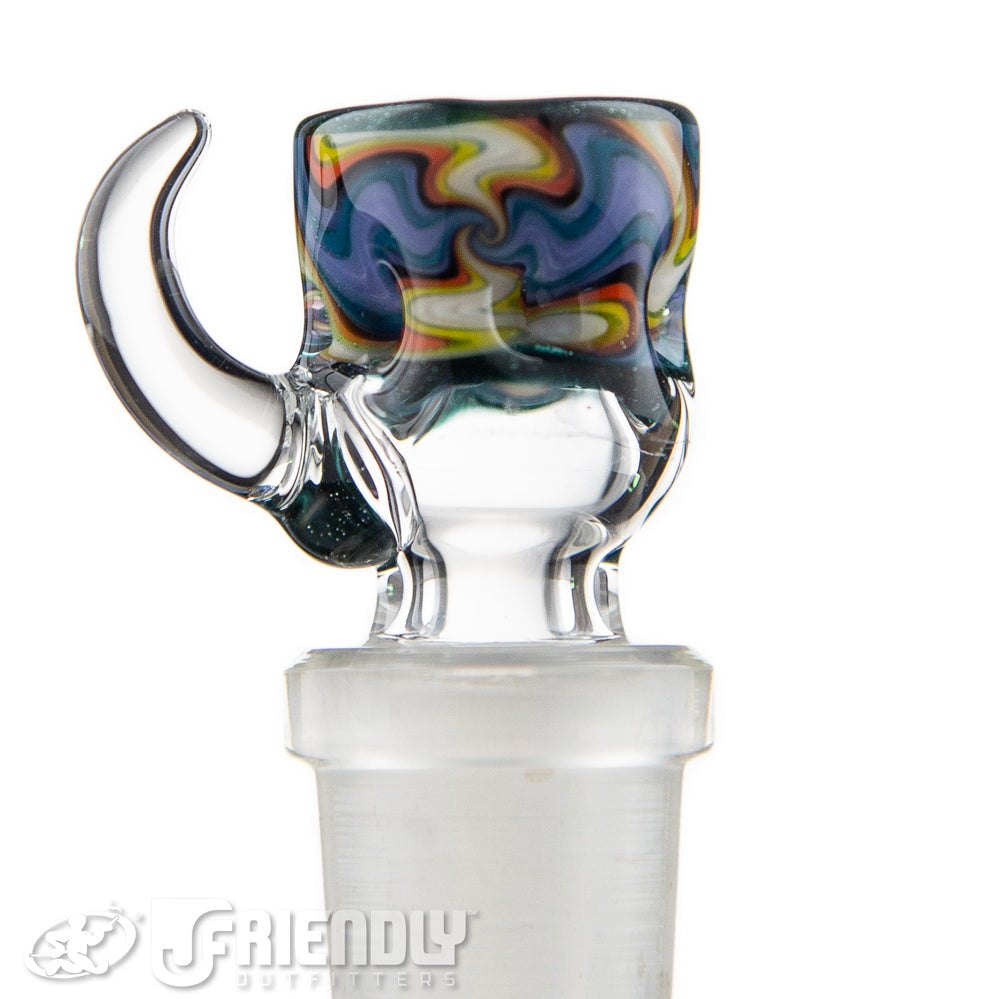 Liberty Glass 14mm White, Purple & Orange Multi Pinch Slide