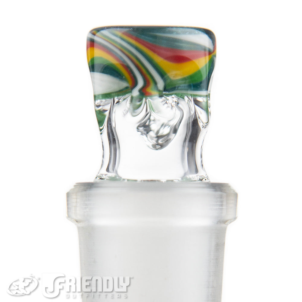 Liberty Glass 18mm White & Rasta Multi Pinch Slide