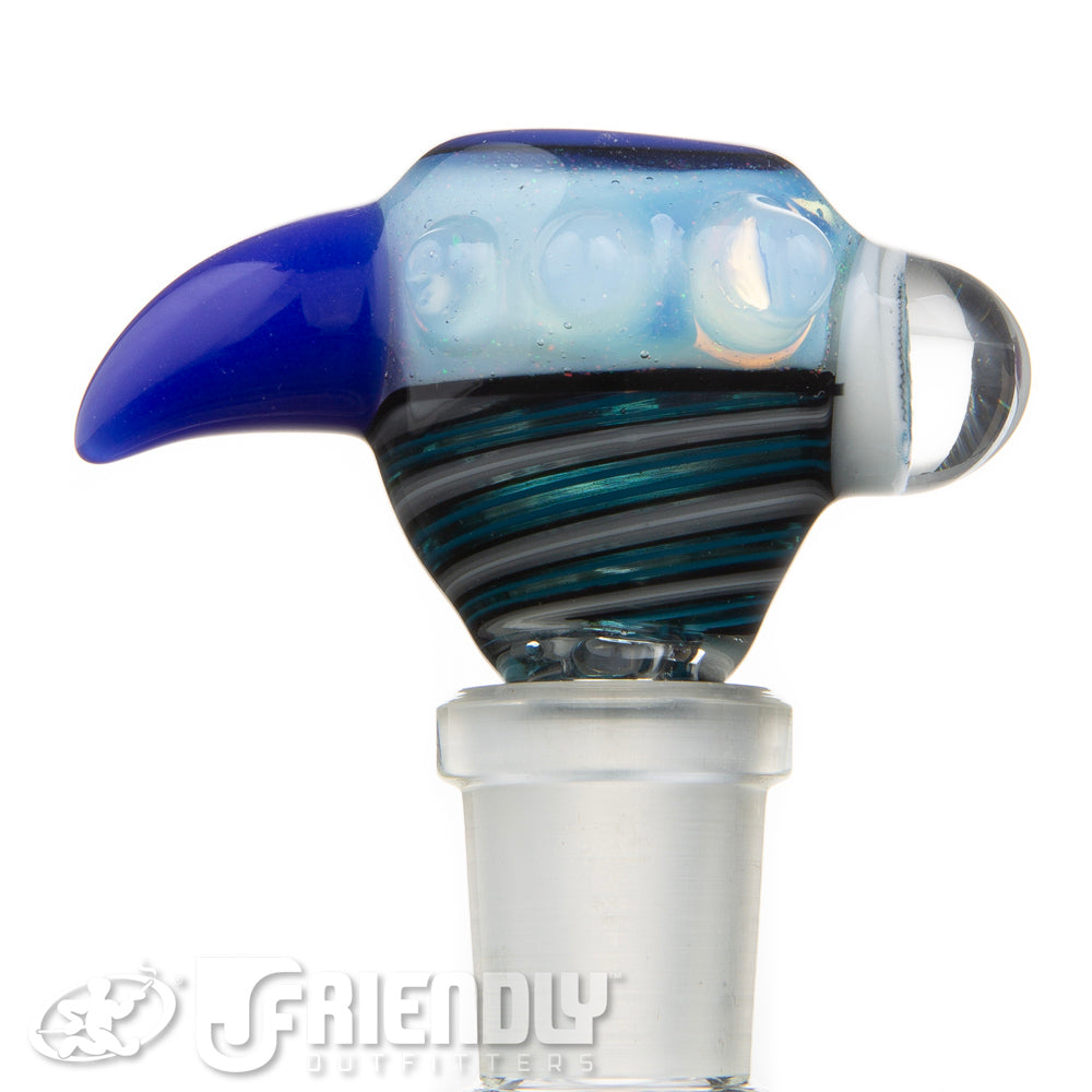 Oregon J Glass 14mm Blue Spiral 3 Hole Slide #47
