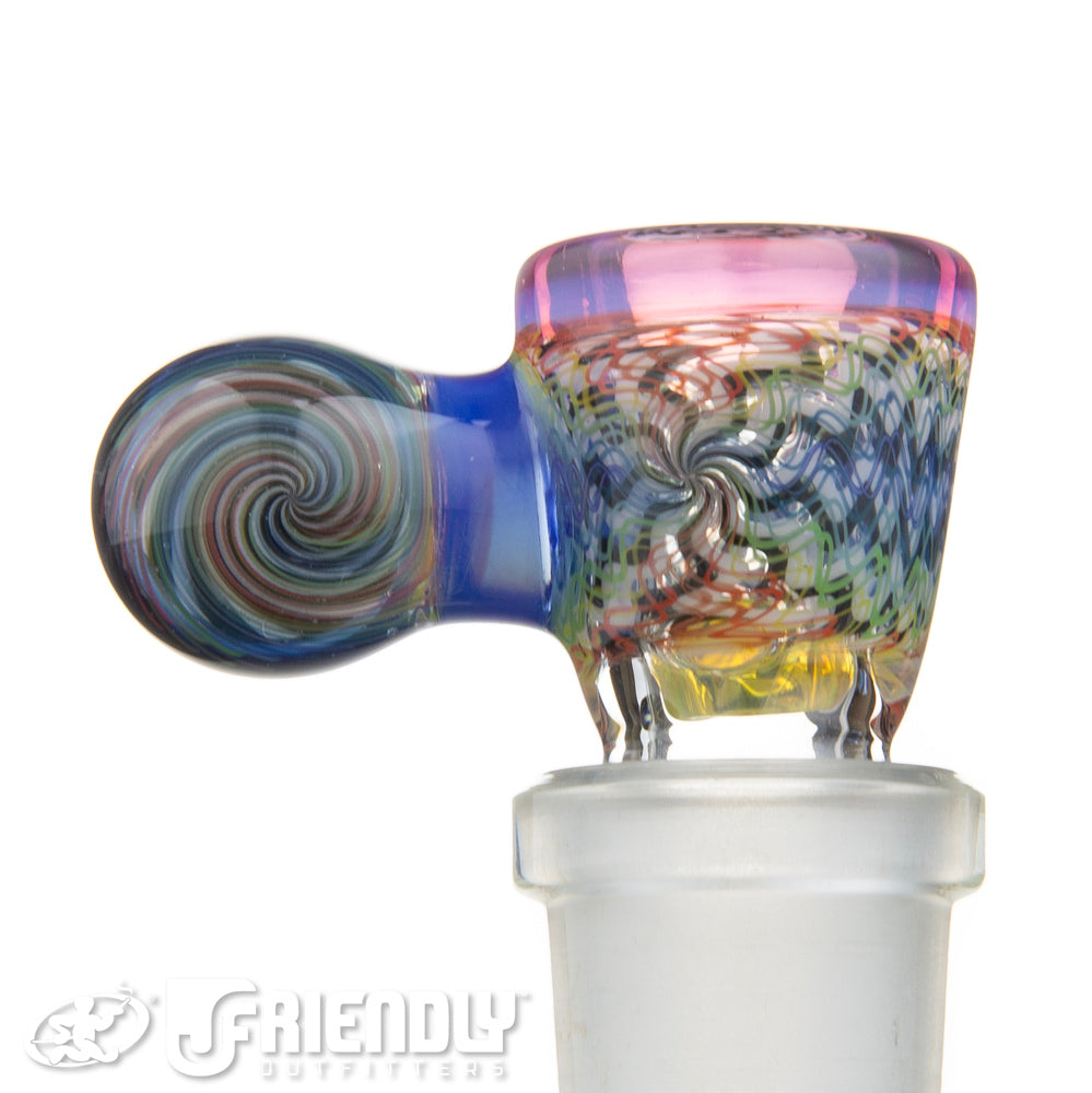 Jareds Glass 14mm 3 Hole Rainbow Hypnotech Slide #51