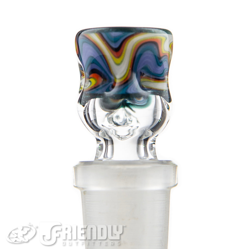 Liberty Glass 14mm White, Purple & Orange Multi Pinch Slide