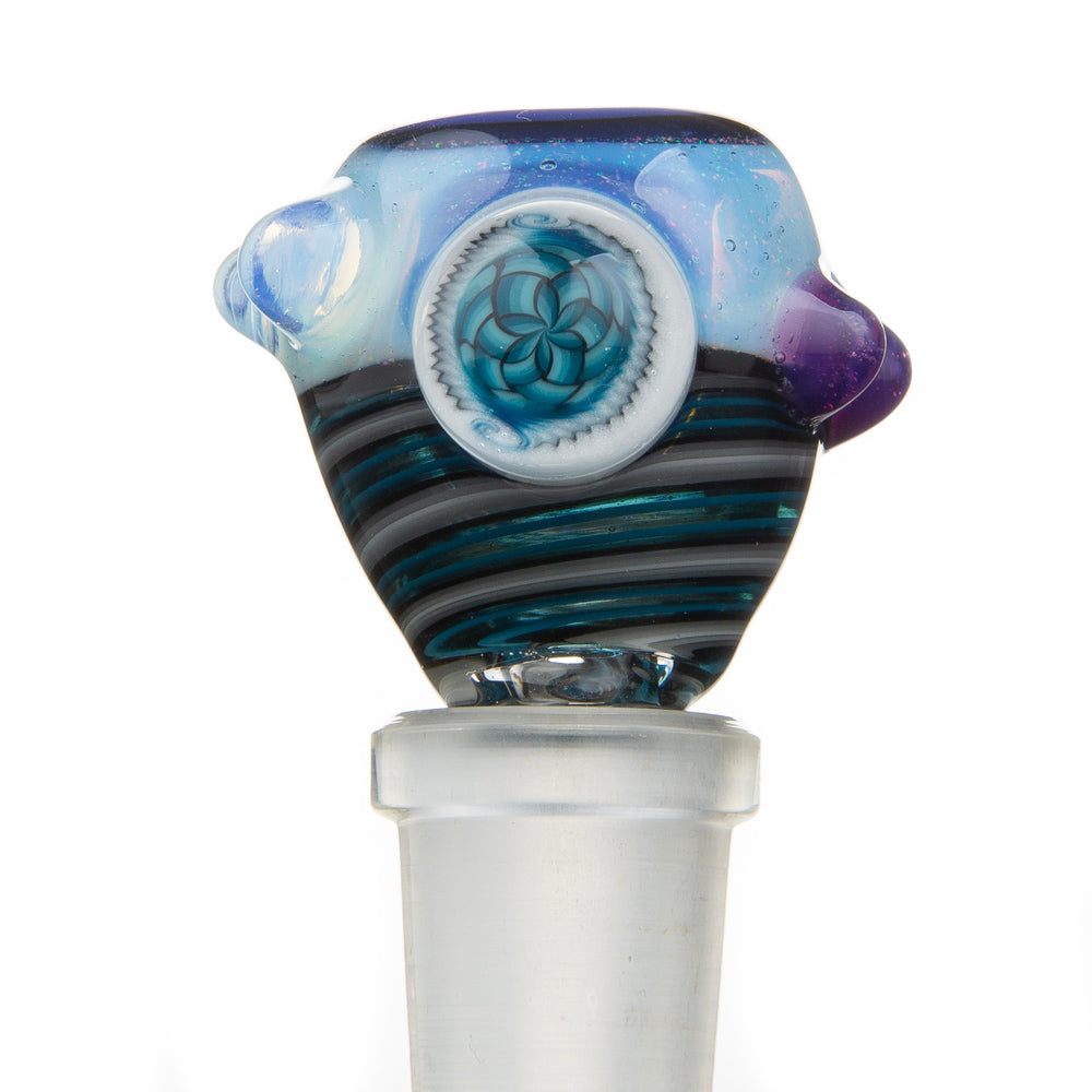 Oregon J Glass 14mm Blue Spiral 3 Hole Slide #47