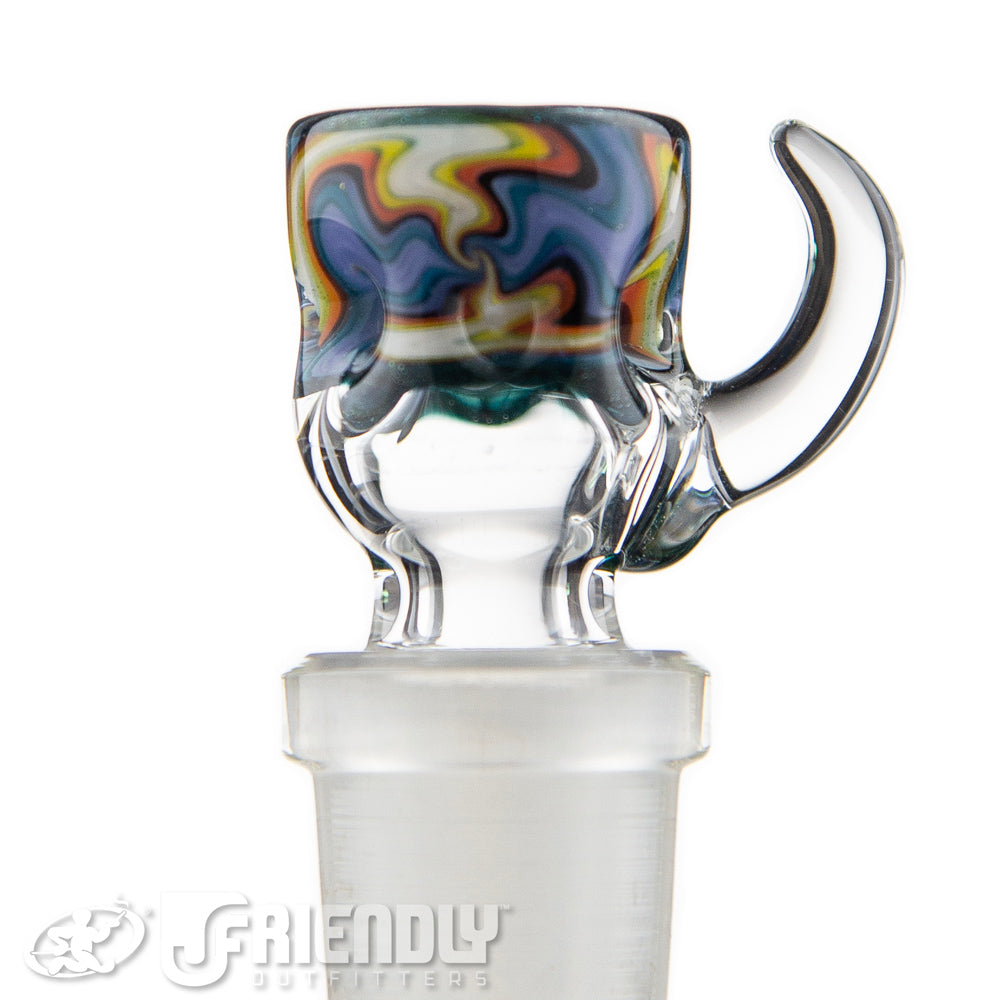 Liberty Glass 14mm White, Purple & Orange Multi Pinch Slide