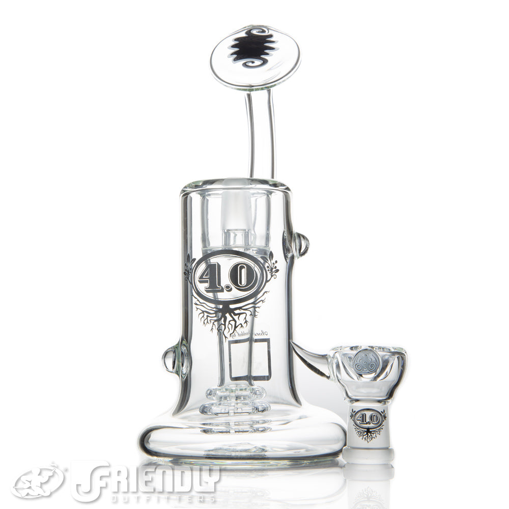 4.0 Glass Eric Ross 14mm Black & White Bubbler w/ Male Joint
