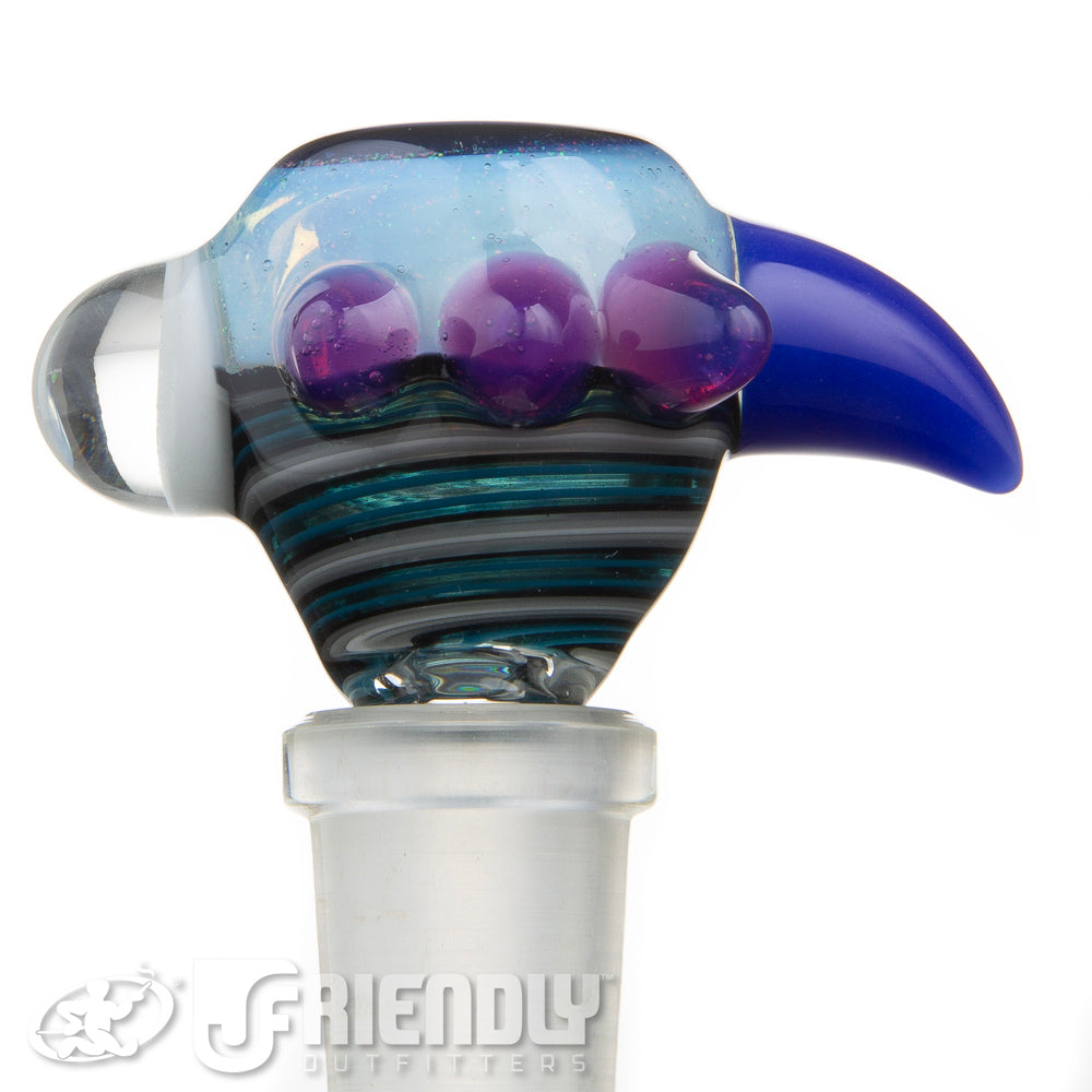 Oregon J Glass 14mm Blue Spiral 3 Hole Slide #47