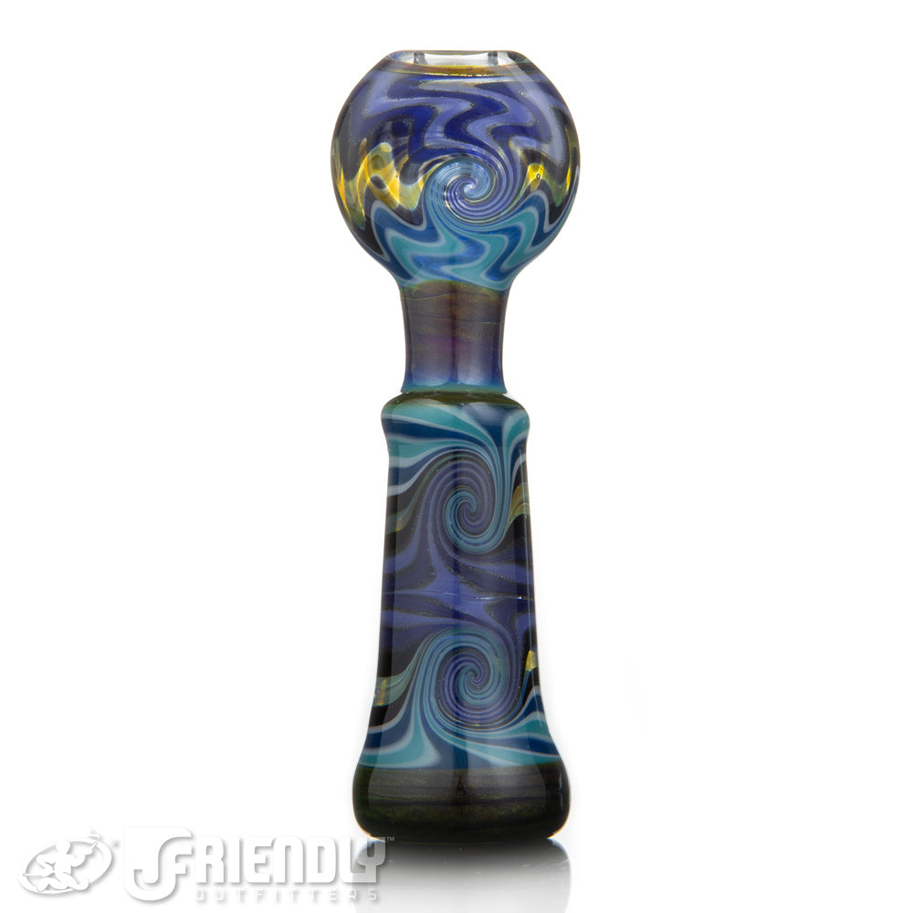 Mike Fro Glass Blue & Purple Flat Mouthpiece Chillum