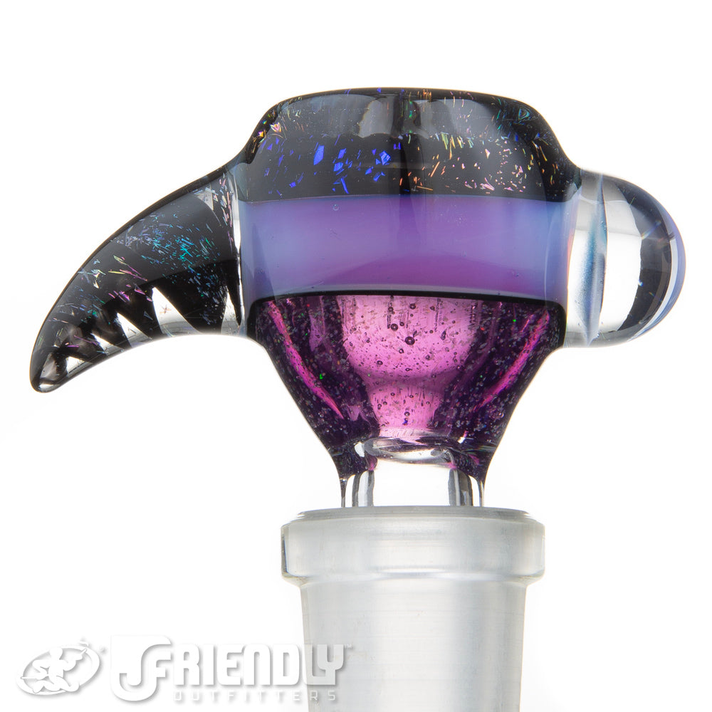 Oregon J Glass 14mm Purple and Dichro 3 Hole Slide #48