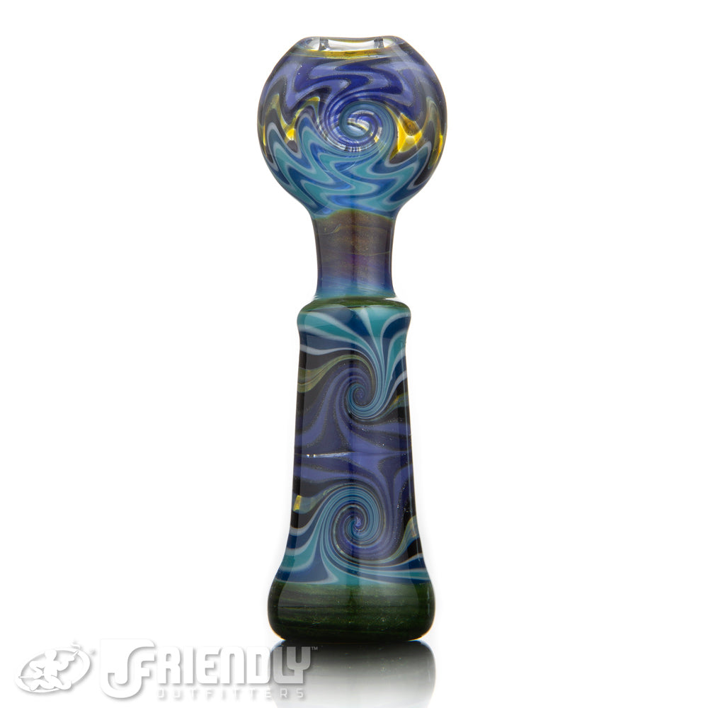 Mike Fro Glass Blue & Purple Flat Mouthpiece Chillum