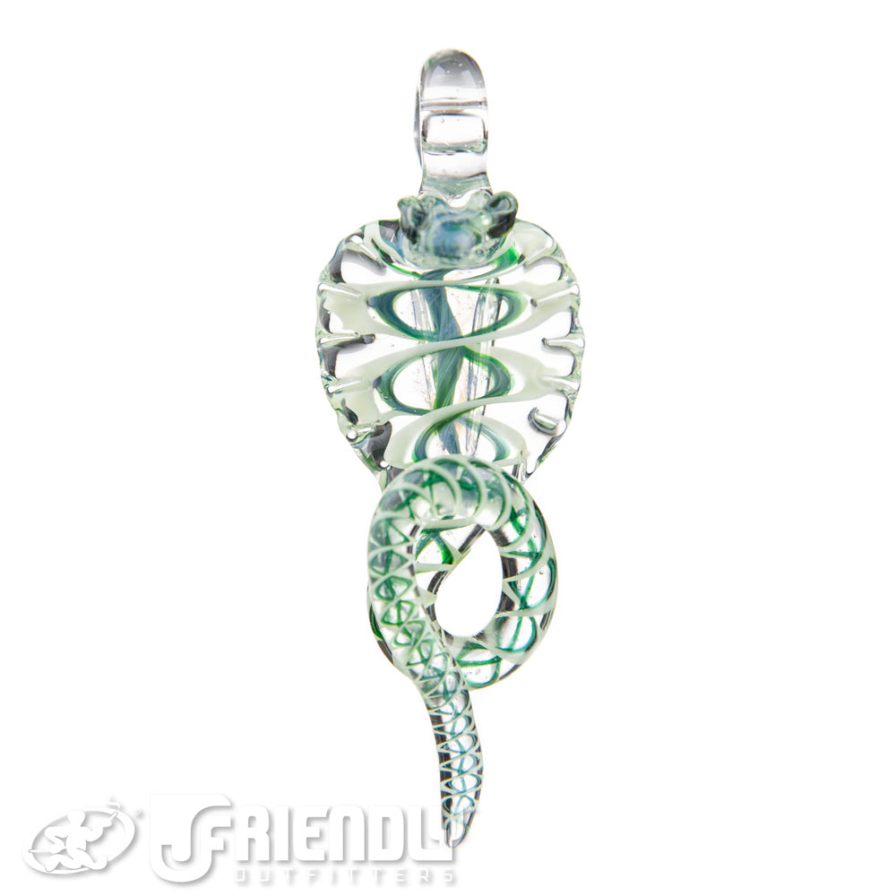 Mako Glass White & Dark Green Snake Dabber Pendant