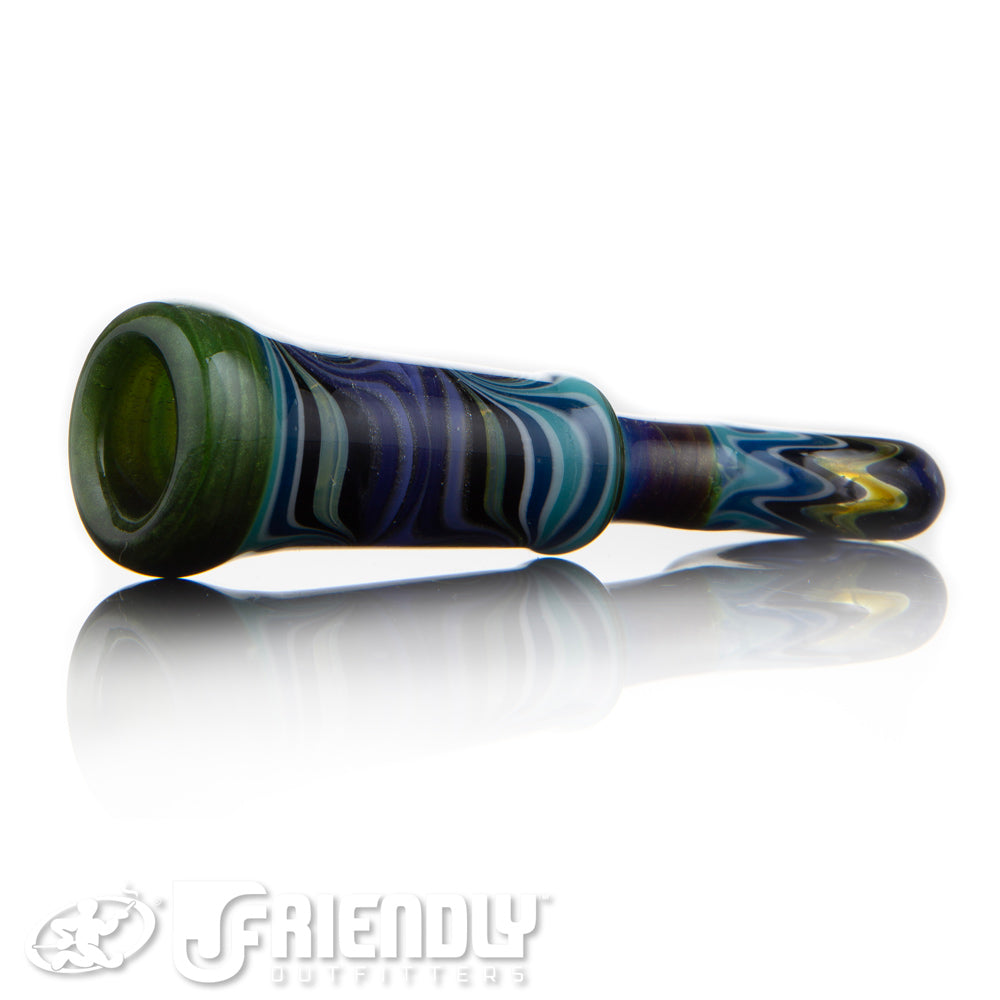 Mike Fro Glass Blue & Purple Flat Mouthpiece Chillum
